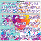 Custom White Ice Blue-Purple 3D Pattern Design Graffiti Splash Authentic Baseball Jersey