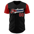 Custom Black Red White-Cuban Flag 3D Cuba Authentic Baseball Jersey