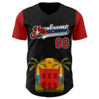 Custom Black Red White-Cuban Flag 3D Cuba Authentic Baseball Jersey