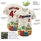 Custom Cream Red Black-Cuban Flag 3D Cuba Havana Authentic Baseball Jersey