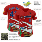 Custom Red US Navy Blue White Cuban Flag-Black 3D Cuba Authentic Baseball Jersey
