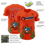 Custom Orange Red White Cuban Flag-Black 3D Cuba Authentic Baseball Jersey