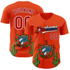 Custom Orange Red White Cuban Flag-Black 3D Cuba Authentic Baseball Jersey