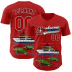 Custom Red Black White-Cuban Flag 3D Cuba Authentic Baseball Jersey