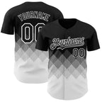 Custom Black White 3D Gradient Square Shape Authentic Baseball Jersey