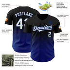 Custom Black White-Royal 3D Gradient Square Shape Authentic Baseball Jersey