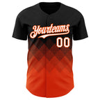 Custom Black White-Orange 3D Gradient Square Shape Authentic Baseball Jersey