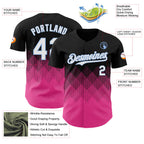 Custom Black White Pink-Light Blue 3D Gradient Square Shape Authentic Baseball Jersey
