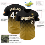 Custom Black White-Old Gold 3D Gradient Square Shape Authentic Baseball Jersey