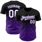 Custom Black White-Purple 3D Gradient Square Shape Authentic Baseball Jersey