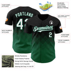 Custom Black White-Kelly Green 3D Gradient Square Shape Authentic Baseball Jersey