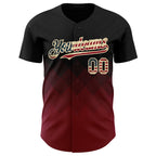 Custom Black Vintage USA Flag Crimson-Cream 3D Gradient Square Shape Authentic Baseball Jersey