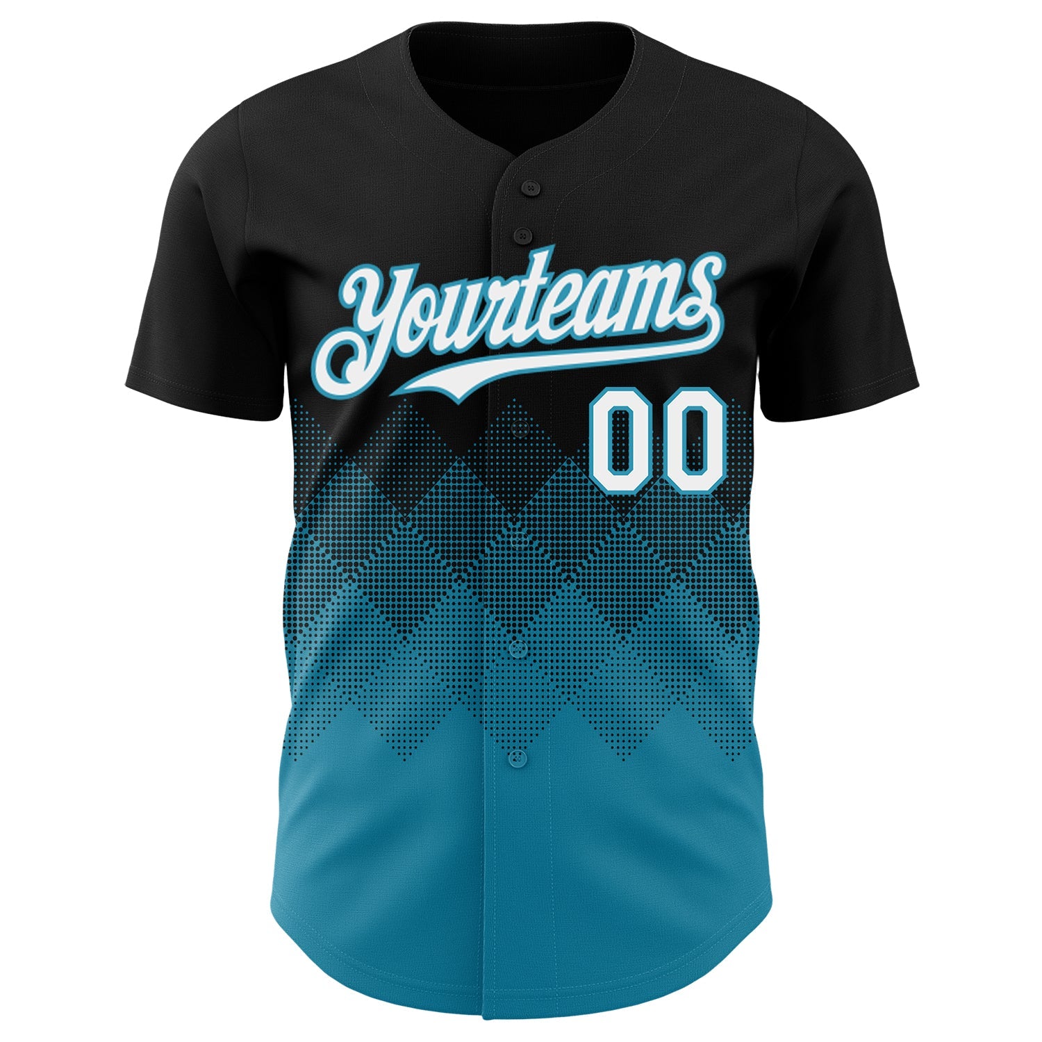 Custom Black White-Panther Blue 3D Gradient Square Shape Authentic Baseball Jersey