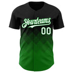 Custom Black White-Grass Green 3D Gradient Square Shape Authentic Baseball Jersey