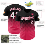 Custom Black White-Neon Pink 3D Gradient Square Shape Authentic Baseball Jersey