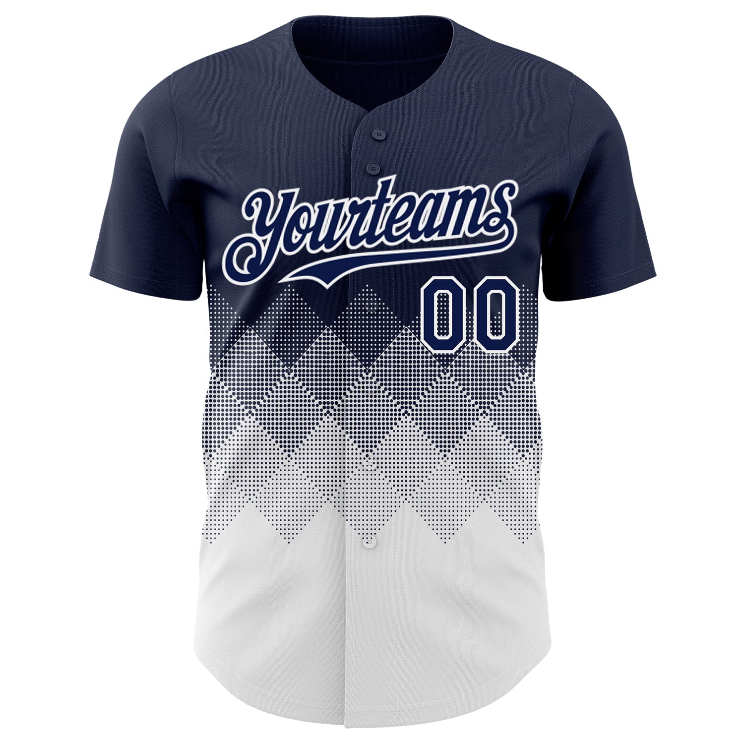 Custom Navy White 3D Gradient Square Shape Authentic Baseball Jersey