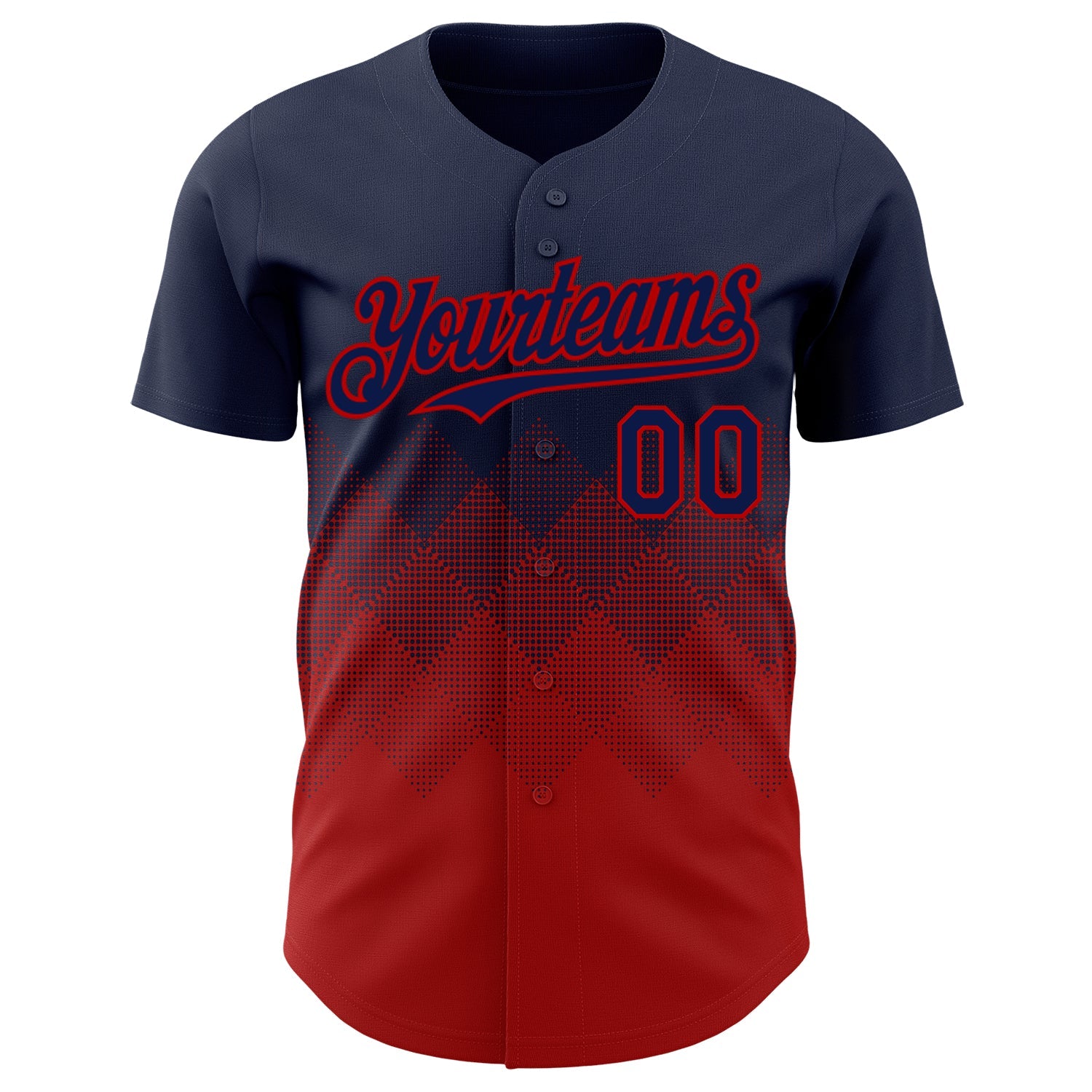 Custom Navy Red 3D Gradient Square Shape Authentic Baseball Jersey