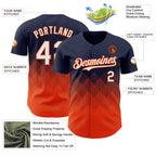 Custom Navy White-Orange 3D Gradient Square Shape Authentic Baseball Jersey