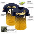 Custom Navy White-Gold 3D Gradient Square Shape Authentic Baseball Jersey