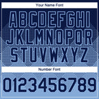 Custom Navy Light Blue 3D Gradient Square Shape Authentic Baseball Jersey