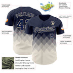 Custom Navy Cream 3D Gradient Square Shape Authentic Baseball Jersey