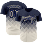 Custom Navy Cream 3D Gradient Square Shape Authentic Baseball Jersey