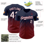 Custom Navy White-Crimson 3D Gradient Square Shape Authentic Baseball Jersey