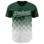 Custom Green White 3D Gradient Square Shape Authentic Baseball Jersey