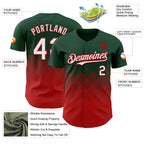 Custom Green White-Red 3D Gradient Square Shape Authentic Baseball Jersey
