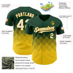 Custom Green White-Yellow 3D Gradient Square Shape Authentic Baseball Jersey