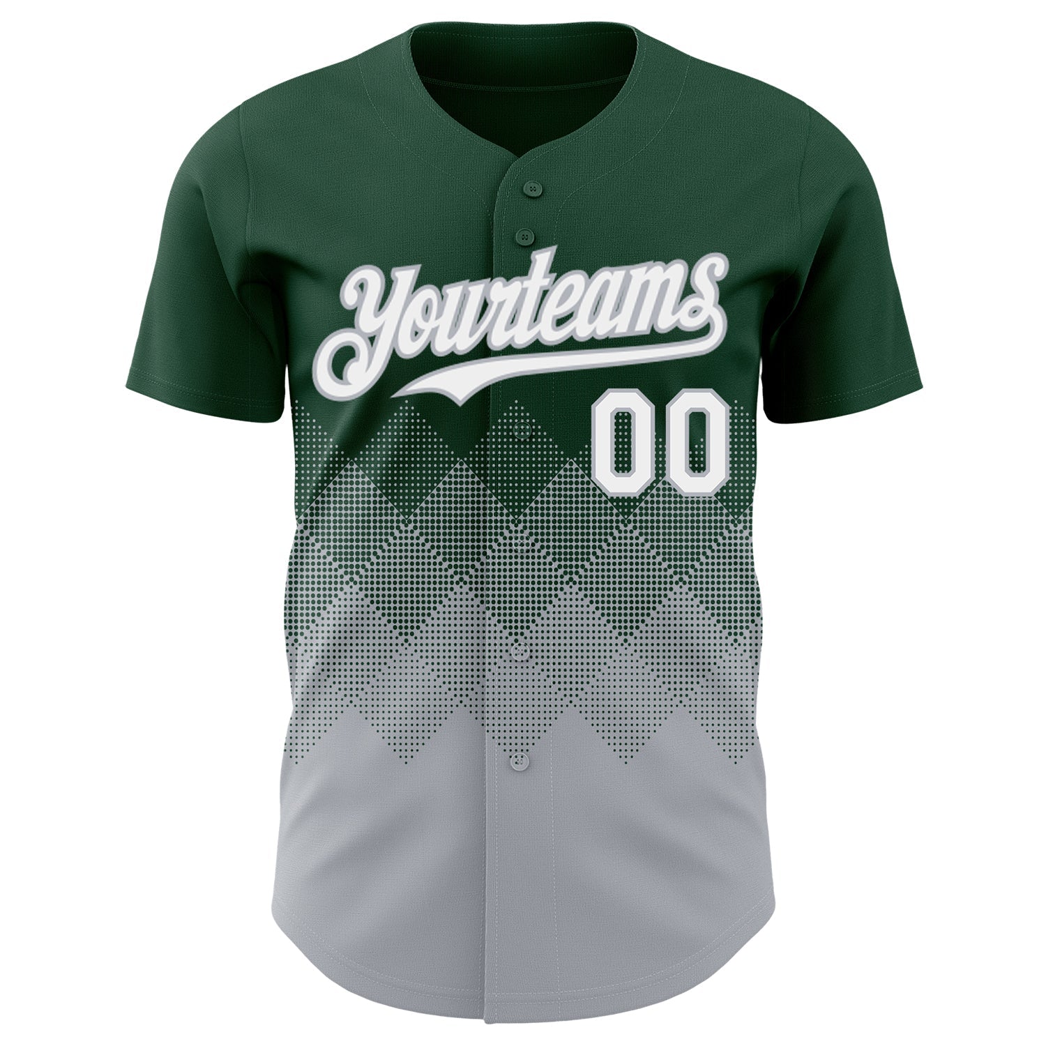 Custom Green White-Gray 3D Gradient Square Shape Authentic Baseball Jersey