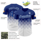 Custom Royal White 3D Gradient Square Shape Authentic Baseball Jersey