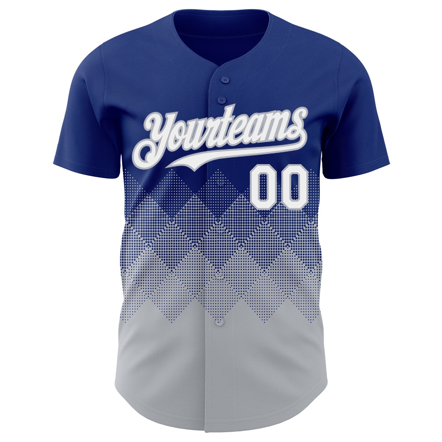 Custom Royal White-Gray 3D Gradient Square Shape Authentic Baseball Jersey