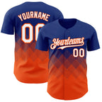 Custom Royal White-Orange 3D Gradient Square Shape Authentic Baseball Jersey