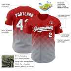 Custom Red White-Gray 3D Gradient Square Shape Authentic Baseball Jersey