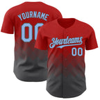 Custom Red Light Blue-Steel Gray 3D Gradient Square Shape Authentic Baseball Jersey