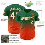 Custom Kelly Green White-Orange 3D Gradient Square Shape Authentic Baseball Jersey