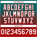 Custom Teal White-Red 3D Gradient Square Shape Authentic Baseball Jersey
