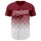 Custom Crimson White 3D Gradient Square Shape Authentic Baseball Jersey