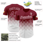 Custom Crimson White 3D Gradient Square Shape Authentic Baseball Jersey