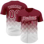 Custom Crimson White 3D Gradient Square Shape Authentic Baseball Jersey
