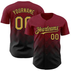 Custom Crimson Old Gold-Black 3D Gradient Square Shape Authentic Baseball Jersey