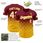 Custom Crimson White-Gold 3D Gradient Square Shape Authentic Baseball Jersey