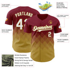 Custom Crimson White-Old Gold 3D Gradient Square Shape Authentic Baseball Jersey