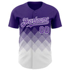 Custom Purple White 3D Gradient Square Shape Authentic Baseball Jersey