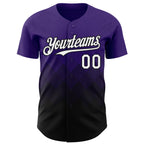 Custom Purple White-Black 3D Gradient Square Shape Authentic Baseball Jersey