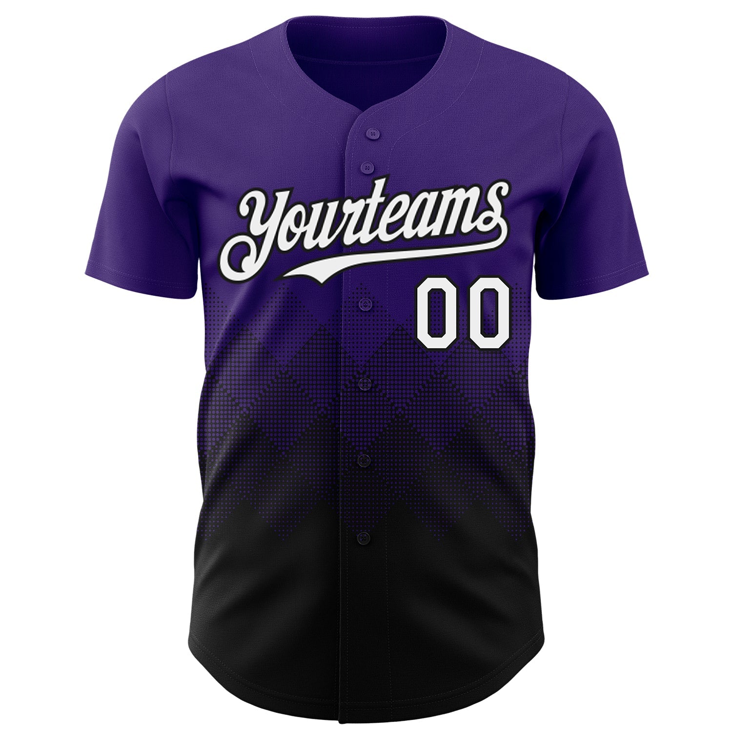 Custom Purple White-Black 3D Gradient Square Shape Authentic Baseball Jersey