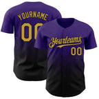 Custom Purple Old Gold-Black 3D Gradient Square Shape Authentic Baseball Jersey