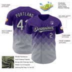 Custom Purple Gray-Black 3D Gradient Square Shape Authentic Baseball Jersey