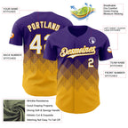 Custom Purple White-Gold 3D Gradient Square Shape Authentic Baseball Jersey